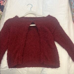 Zara Burgundy Fuzzy Cardigan